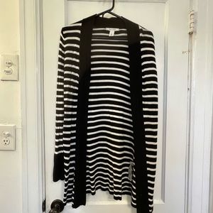 Long Black & White striped cardigan